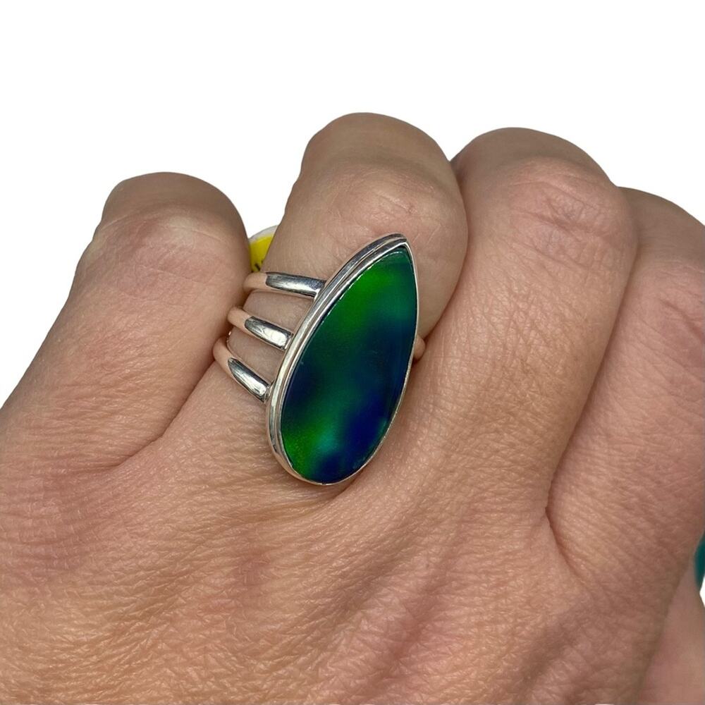 Aura Fire Opal Ring Solid Sterling Silver 925 Sto… - image 5